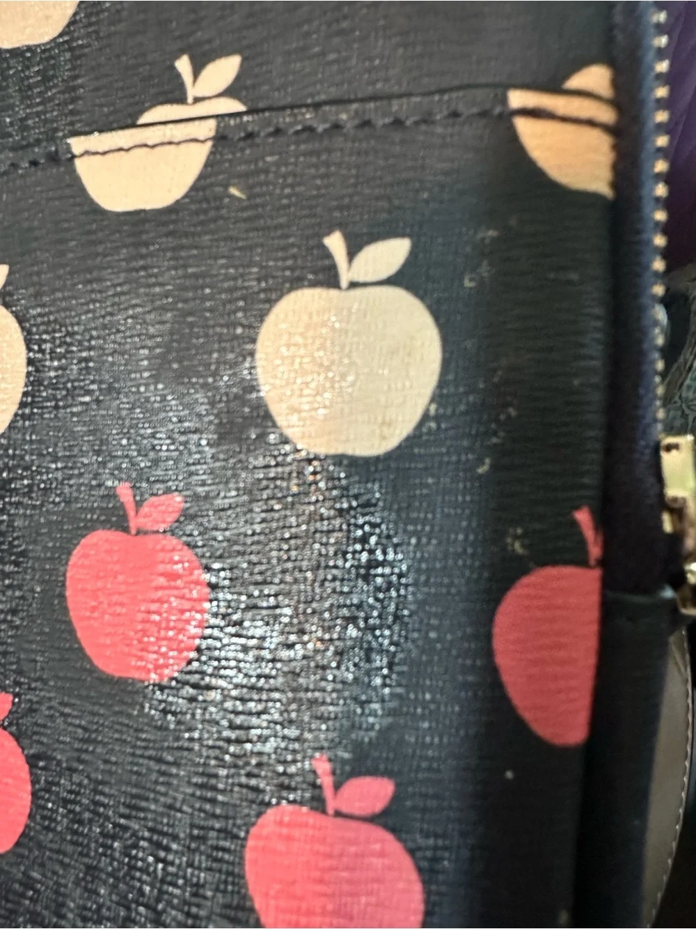kate spade Navy Laptop Sleeve with Cream Apple Print